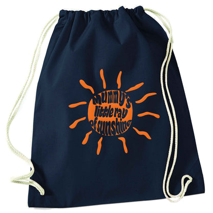 Mummy's little ray of sunshine navy drawstring bag