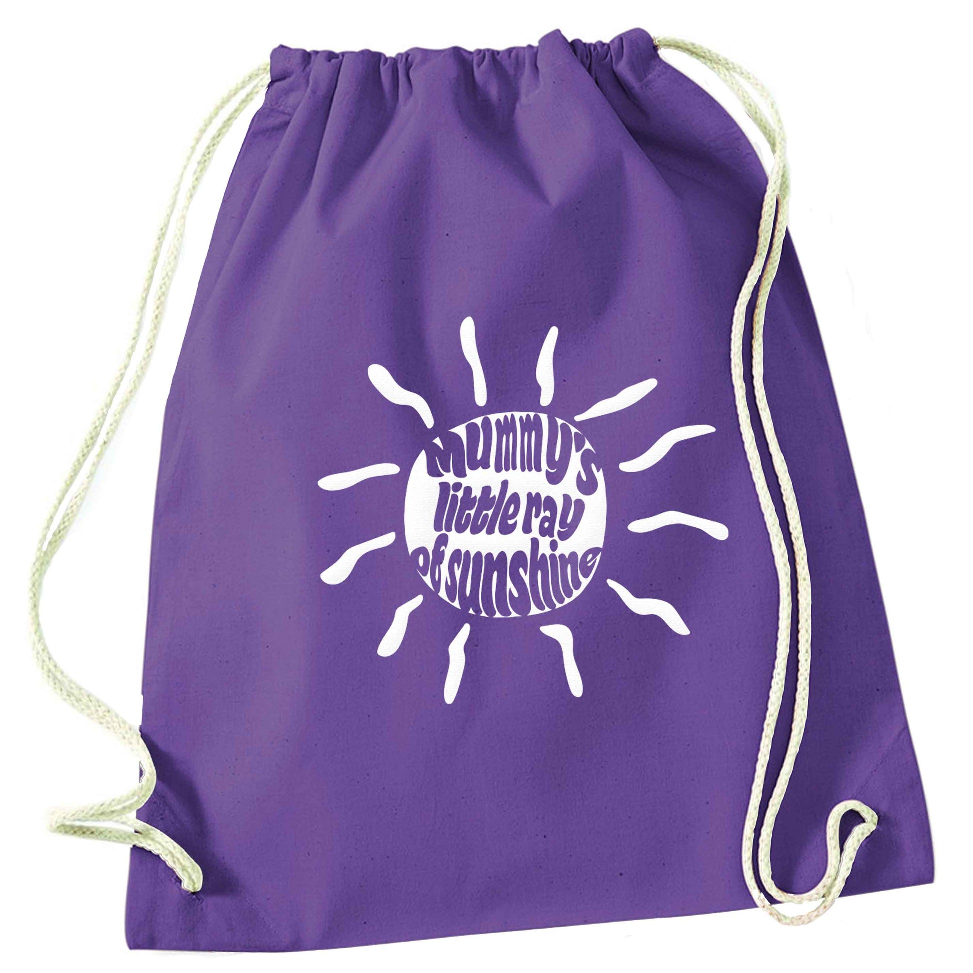 Mummy's little ray of sunshine purple drawstring bag