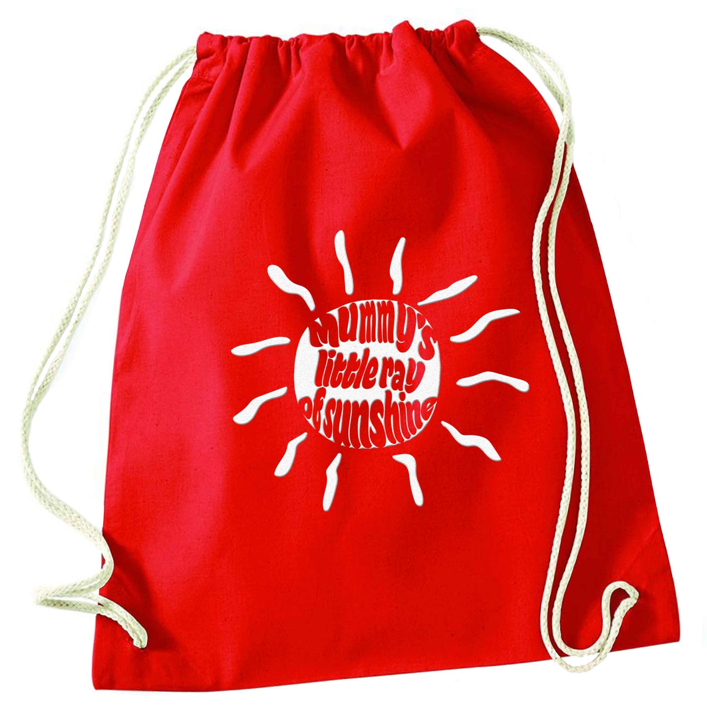 Mummy's little ray of sunshine red drawstring bag 