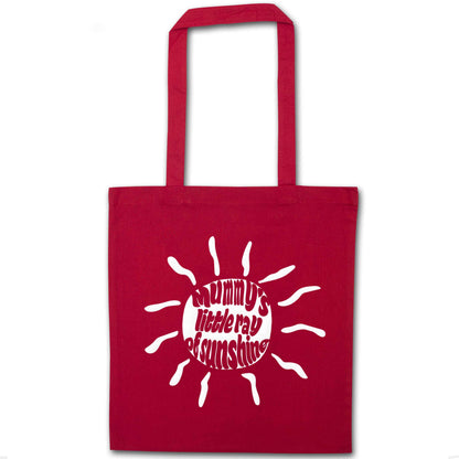 Mummy's little ray of sunshine red tote bag