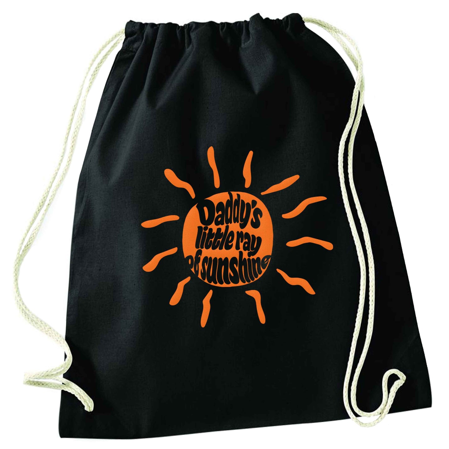 Daddy's little ray of sunshine black drawstring bag