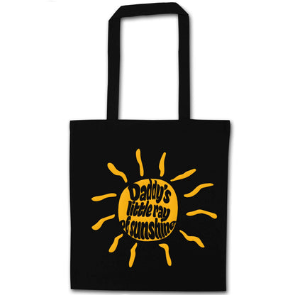 Daddy's little ray of sunshine black tote bag