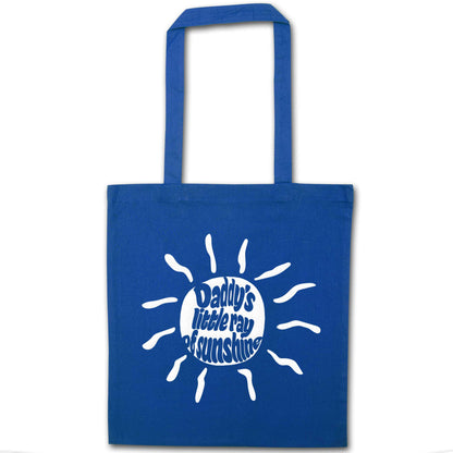 Daddy's little ray of sunshine blue tote bag