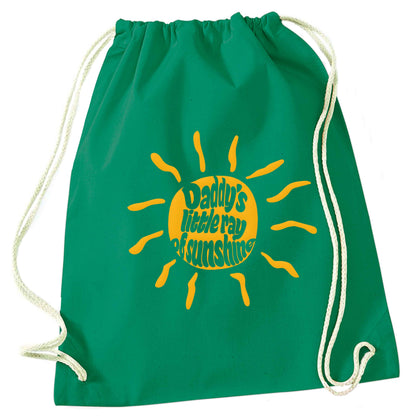 Daddy's little ray of sunshine green drawstring bag