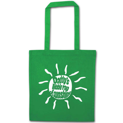 Daddy's little ray of sunshine green tote bag