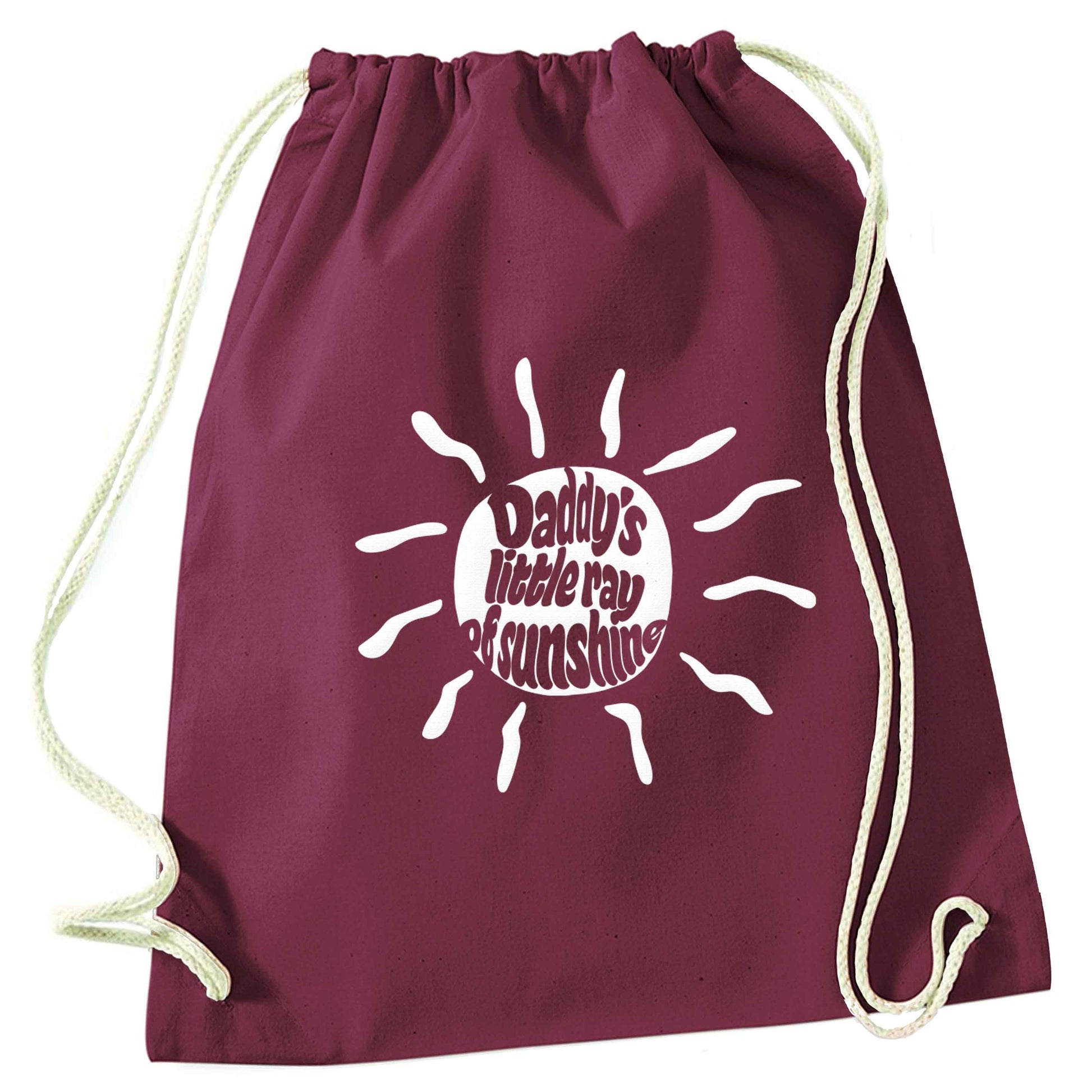 Daddy's little ray of sunshine maroon drawstring bag
