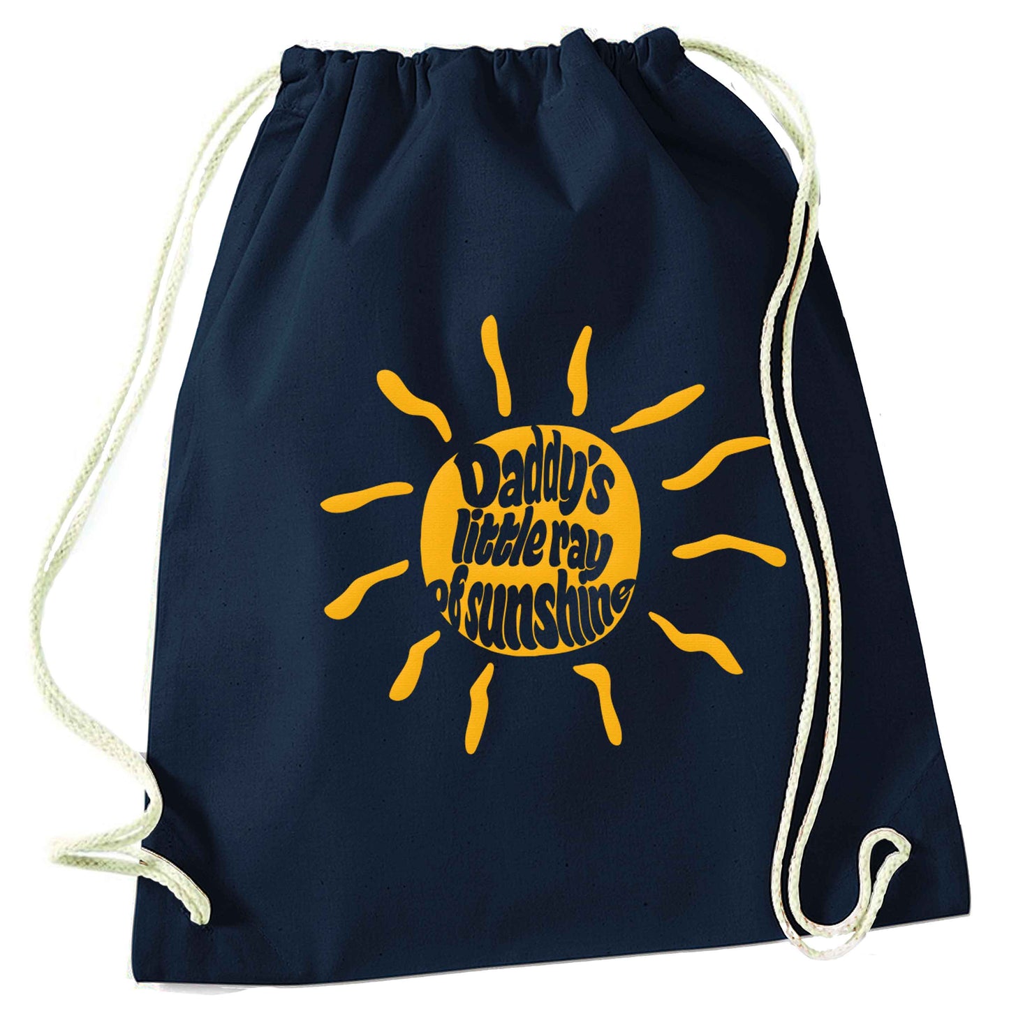 Daddy's little ray of sunshine navy drawstring bag