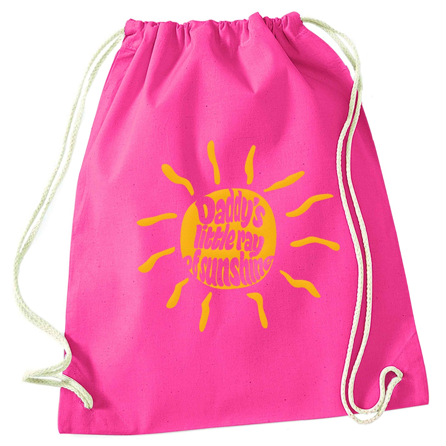 Daddy's little ray of sunshine pink drawstring bag
