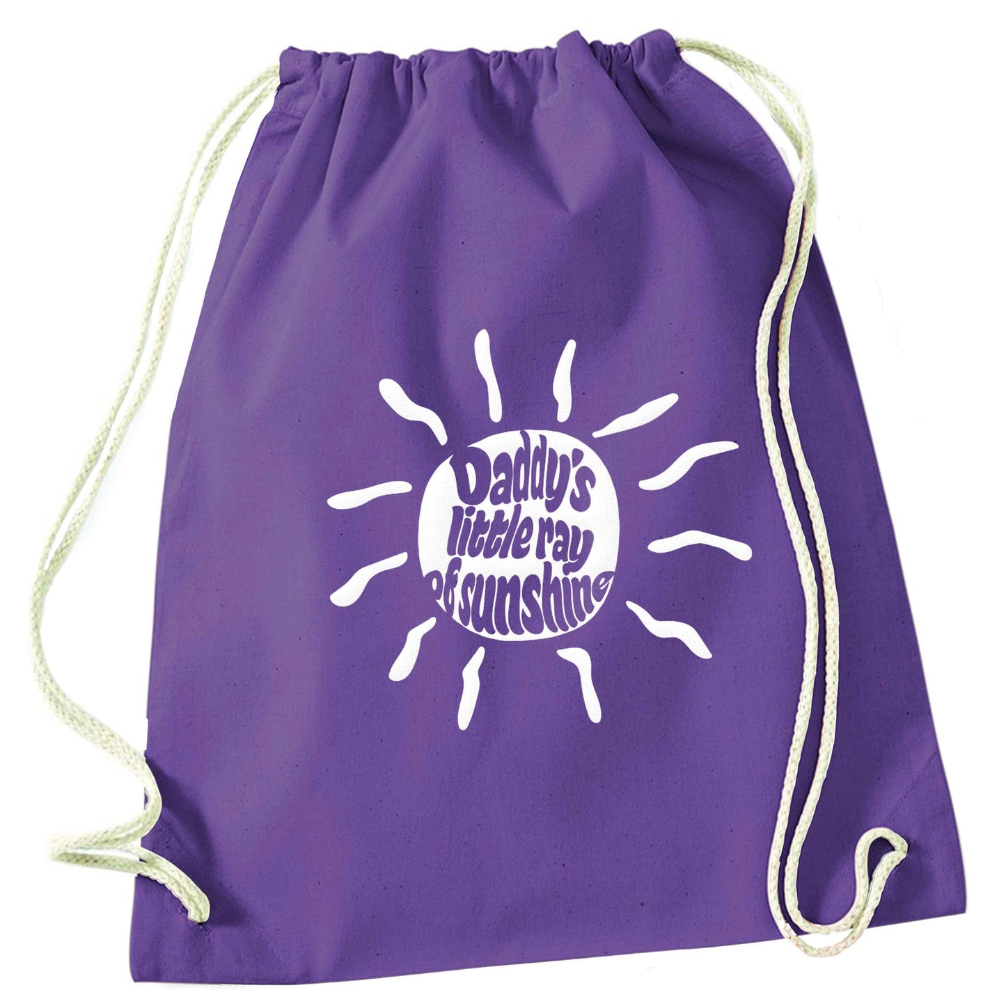 Daddy's little ray of sunshine purple drawstring bag