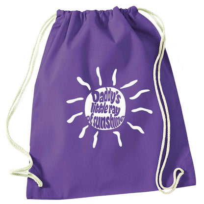 Daddy's little ray of sunshine purple drawstring bag