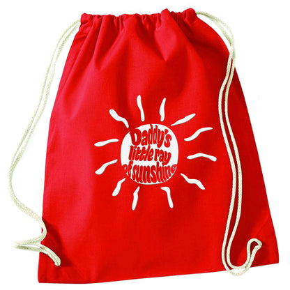 Daddy's little ray of sunshine red drawstring bag 