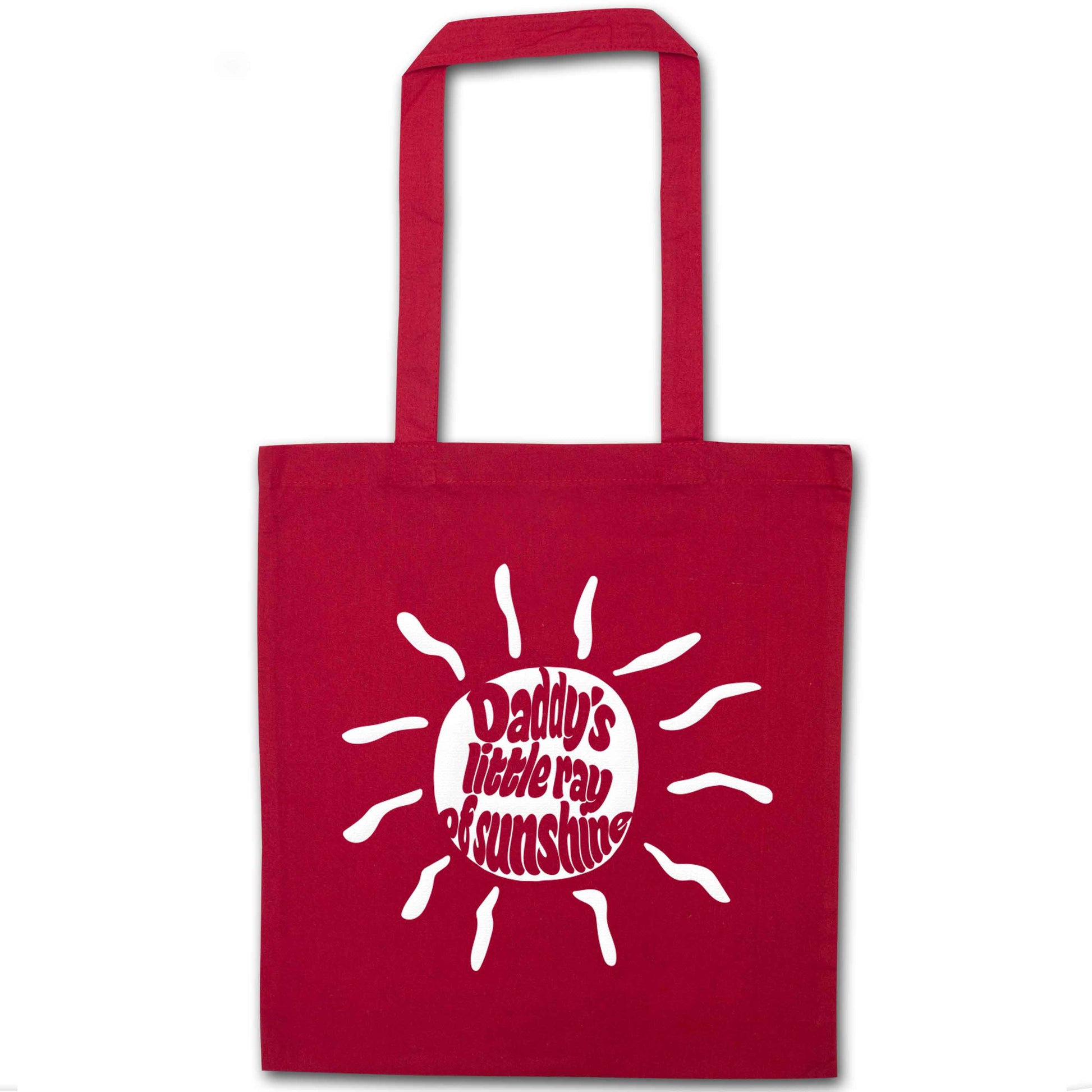 Daddy's little ray of sunshine red tote bag