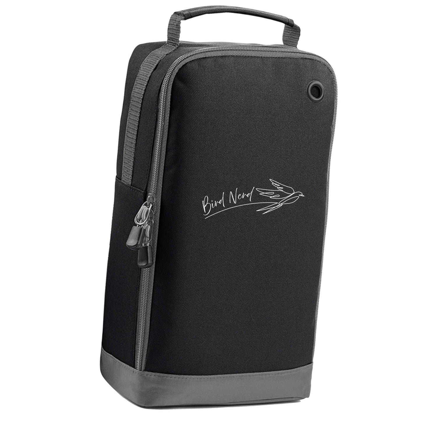 Bird nerd black sports shoe bag vertical print