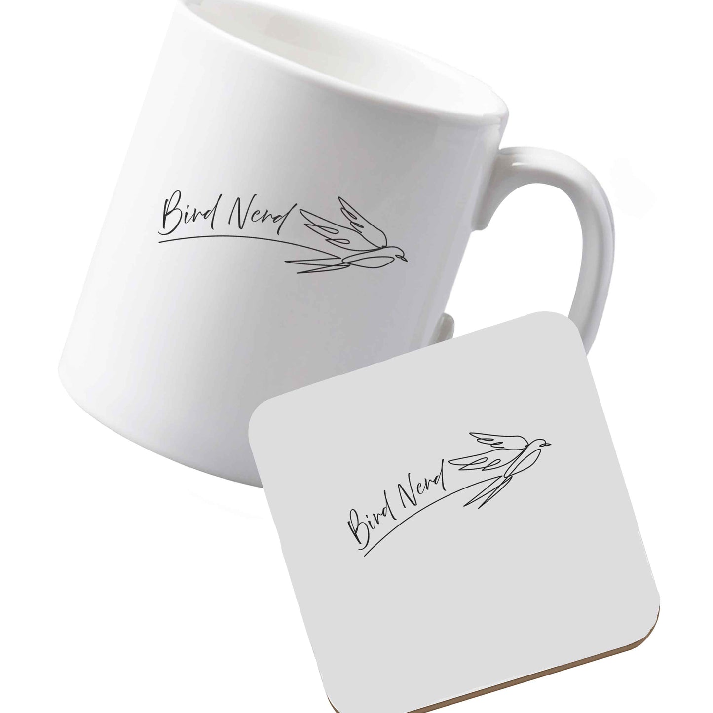 10 oz Ceramic mug and coaster Bird nerd left sided