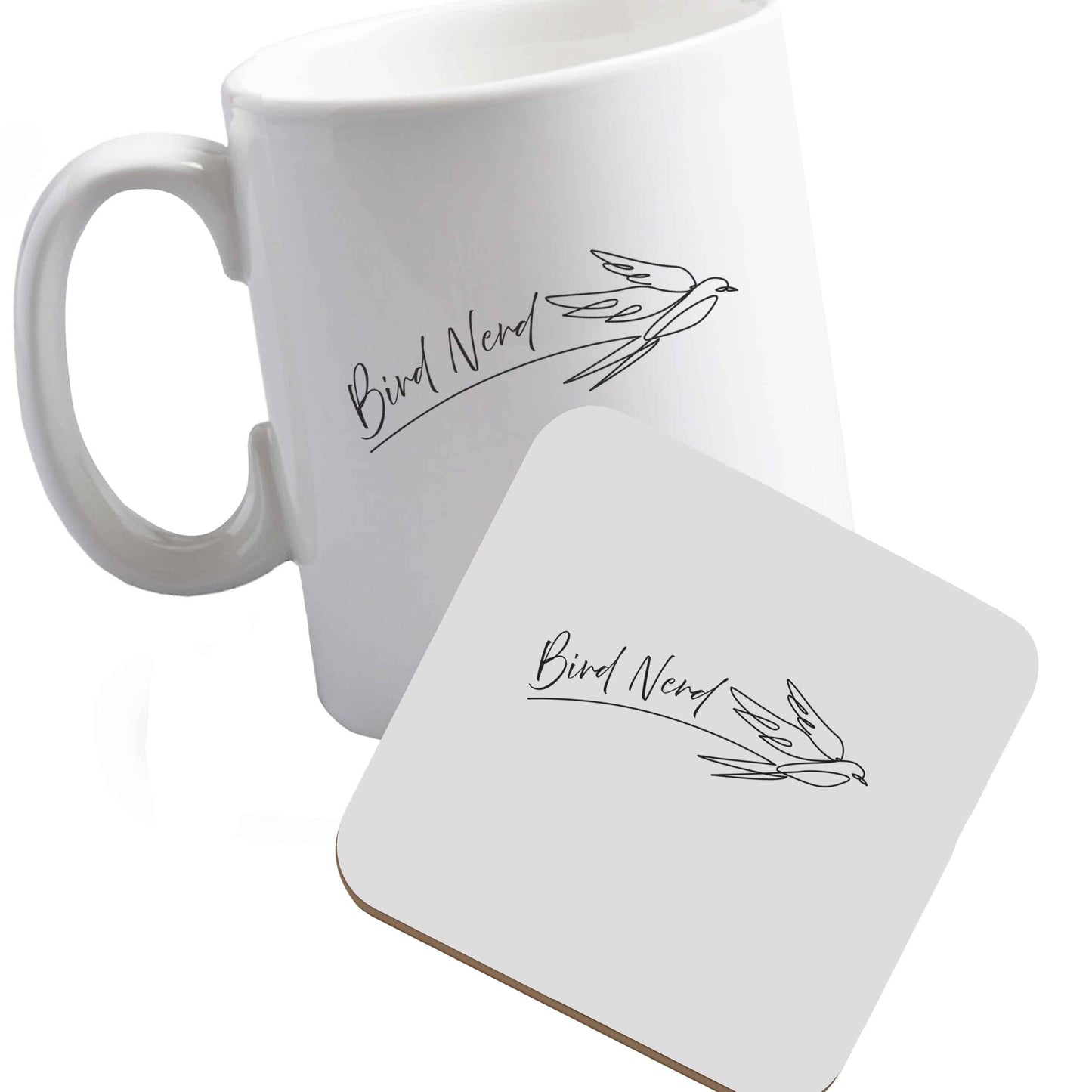 10 oz Ceramic mug and coaster Bird nerd both sides