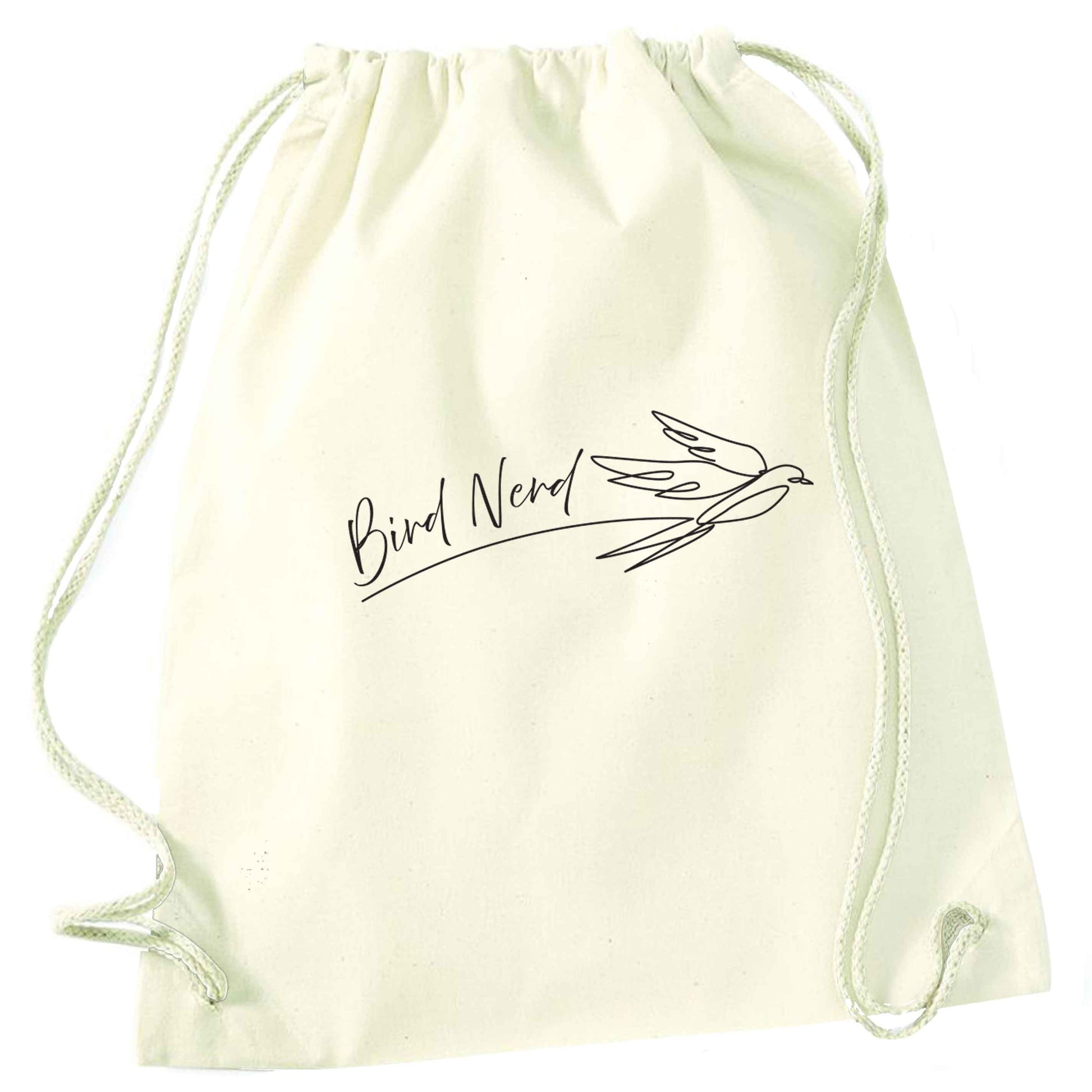Bird nerd natural drawstring bag