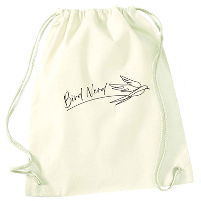 Bird nerd natural drawstring bag