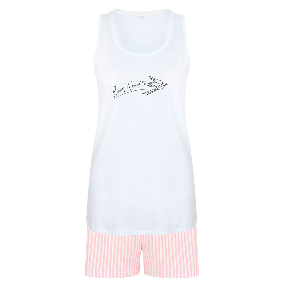 Bird nerd size XL women's pyjama shorts set in pink 