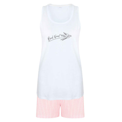 Bird nerd size XL women's pyjama shorts set in pink 