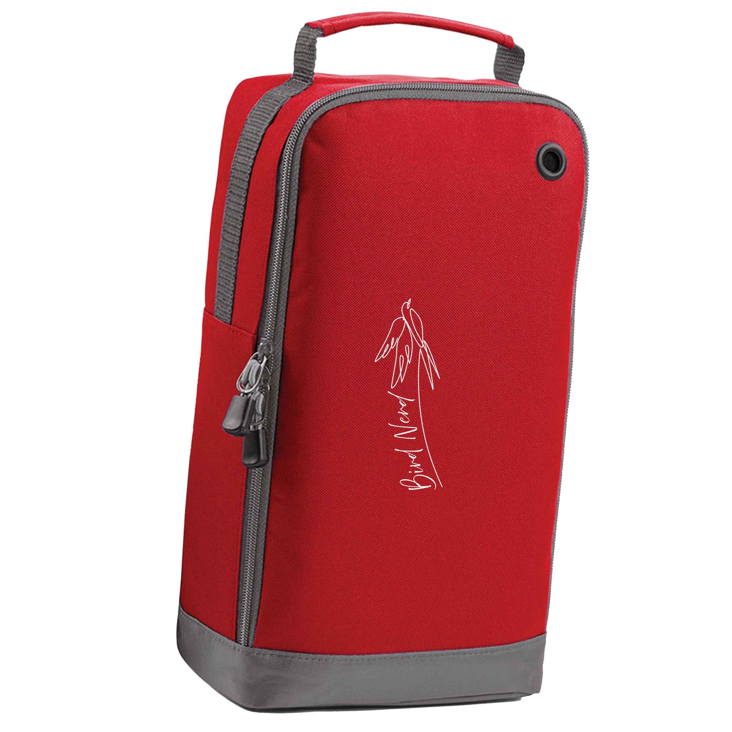 Bird nerd red sports shoe bag vertical print