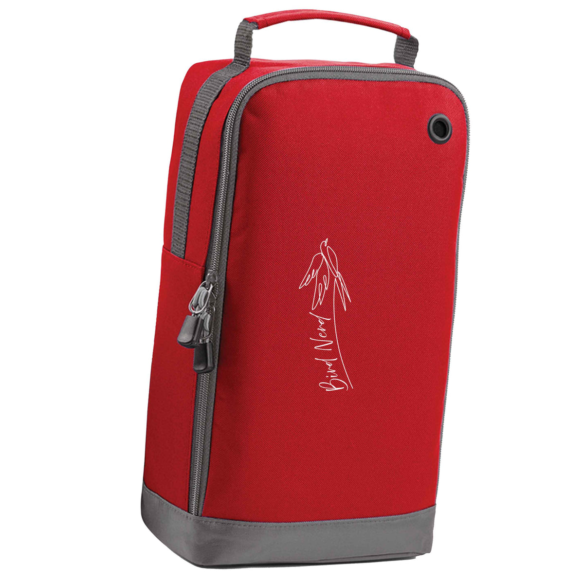 Bird nerd red sports shoe bag vertical print