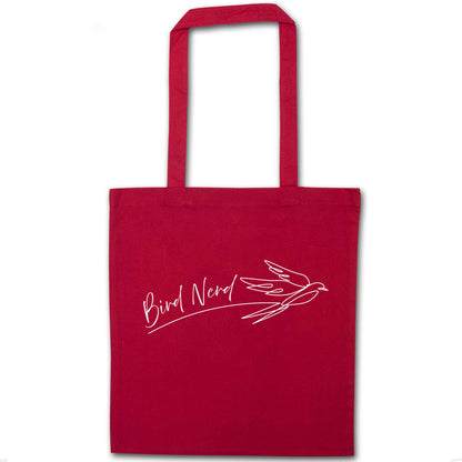 Bird nerd red tote bag