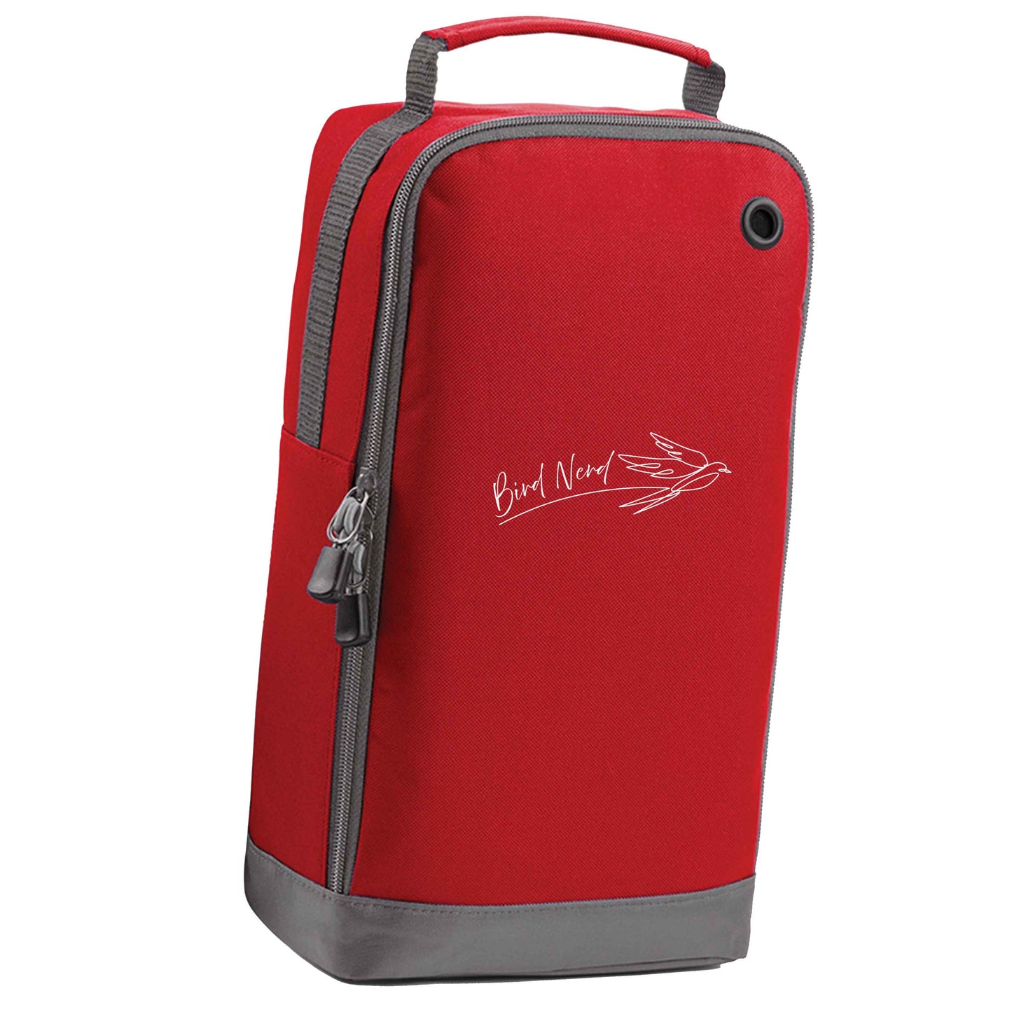 Bird nerd red sports shoe bag horizontal print