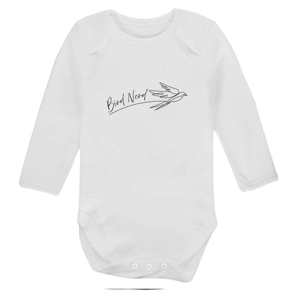 Bird nerd baby bodysuit long sleeved white 6-12 months