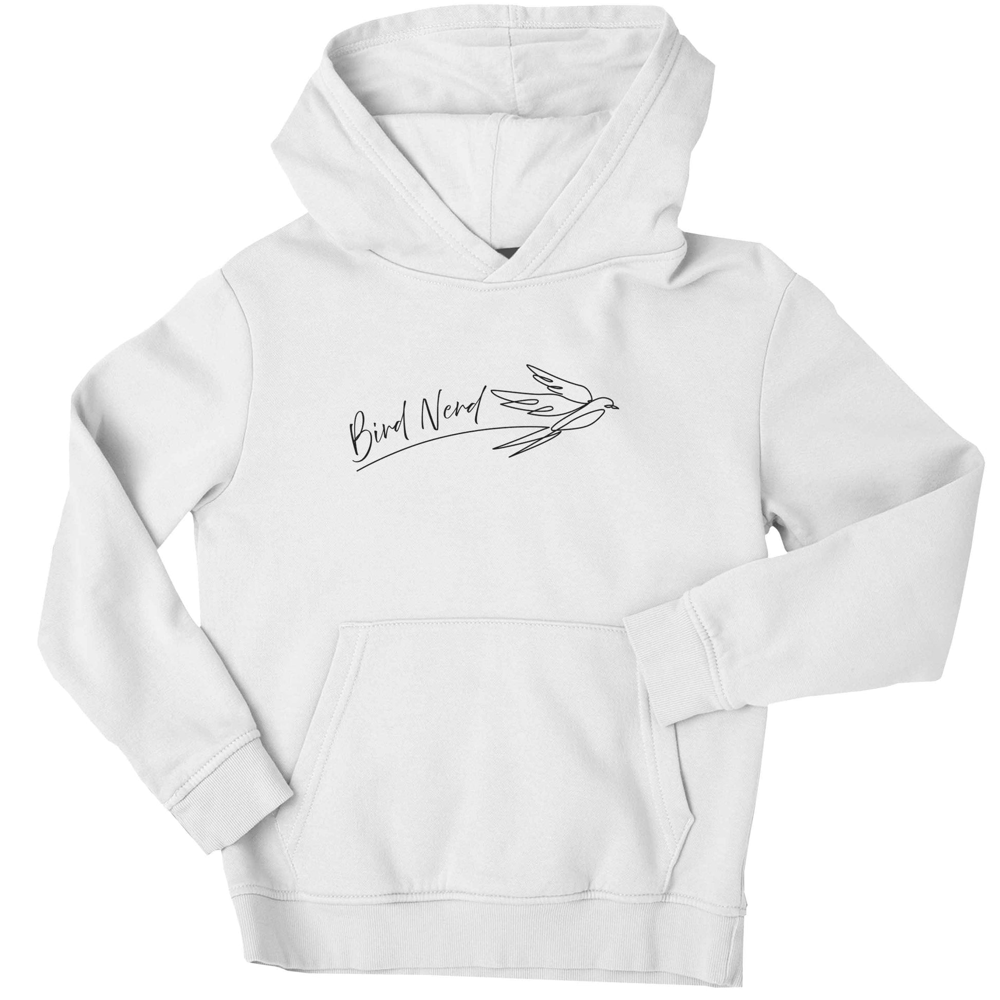 Bird nerd children's white hoodie 12-13 Years