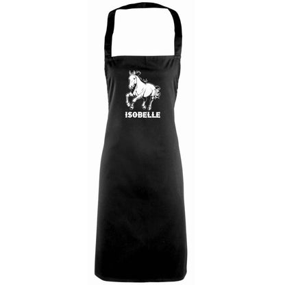 Horse illustration with personalised name adults black apron