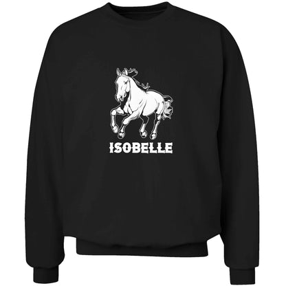 Horse illustration with personalised name adult's unisex black sweater 2XL