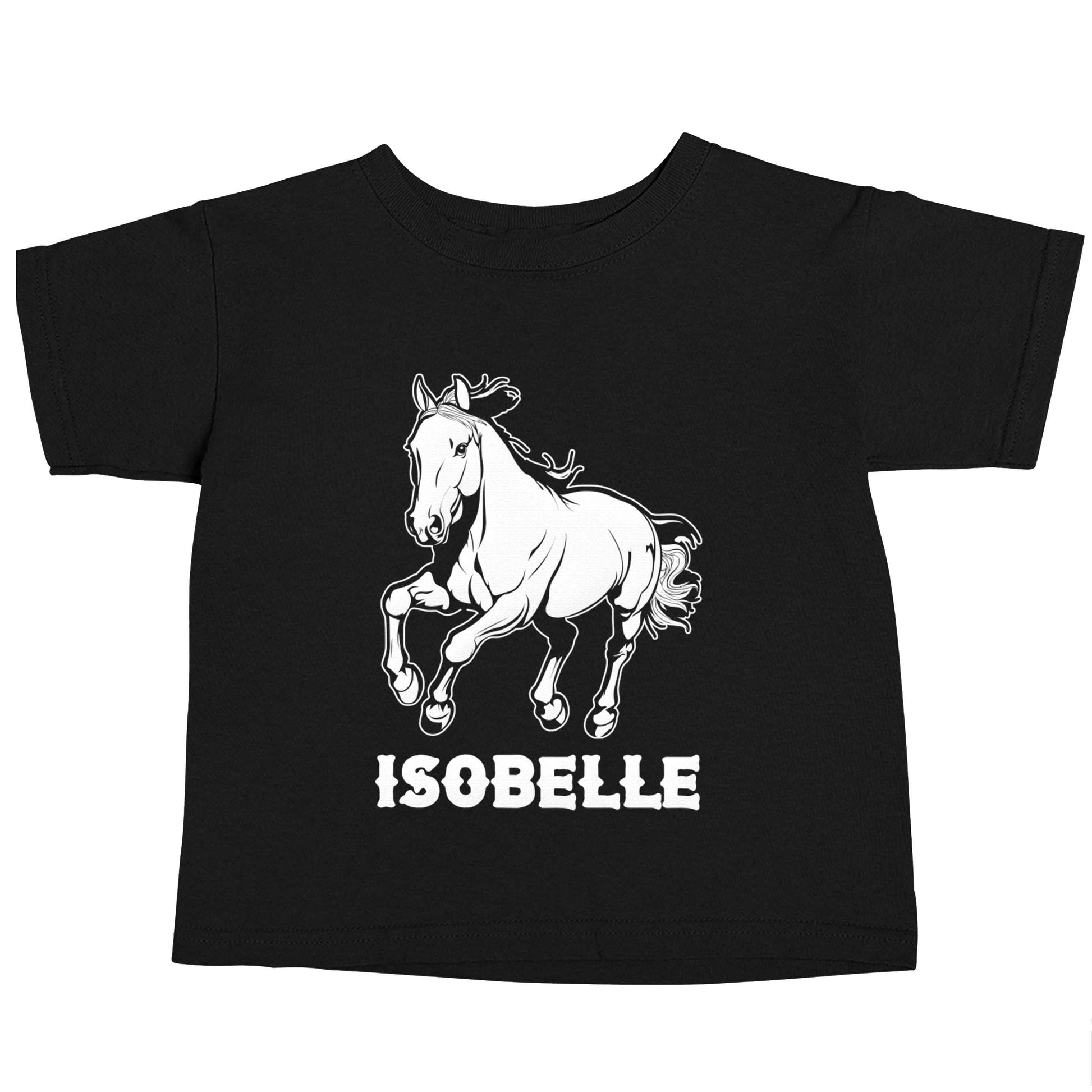 Horse illustration with personalised name Black baby toddler Tshirt 2 years