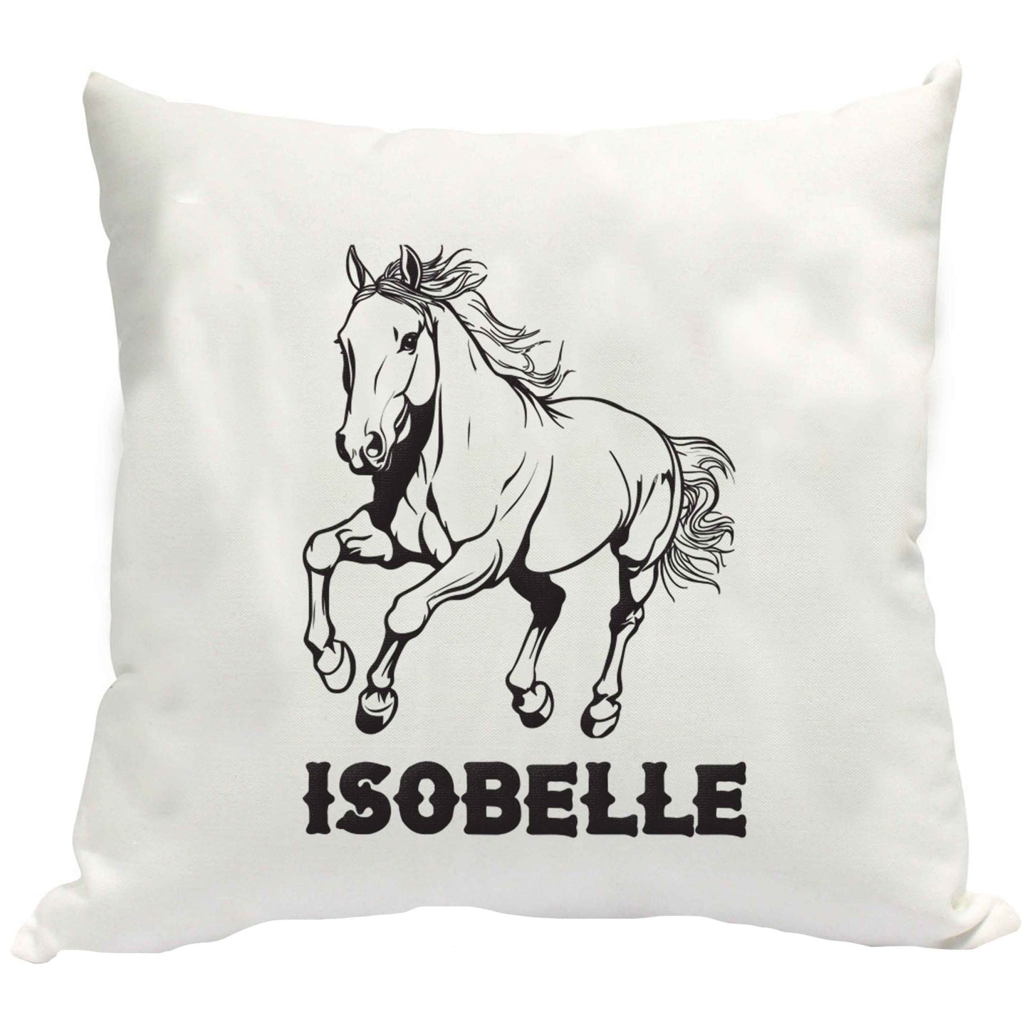 Horse illustration with personalised name cushion cover
