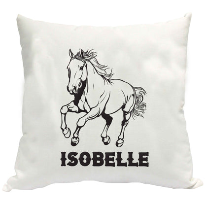 Horse illustration with personalised name cushion cover