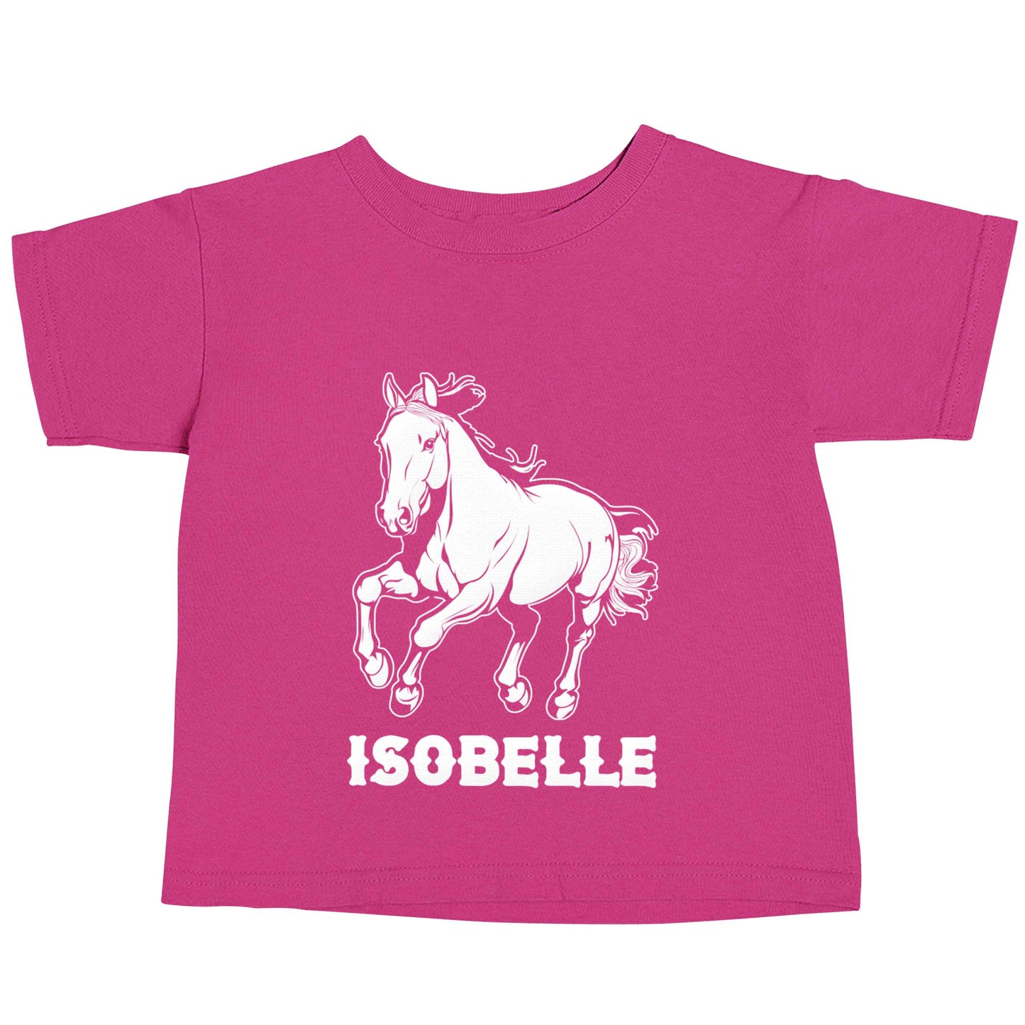 Horse illustration with personalised name pink baby toddler Tshirt 2 Years