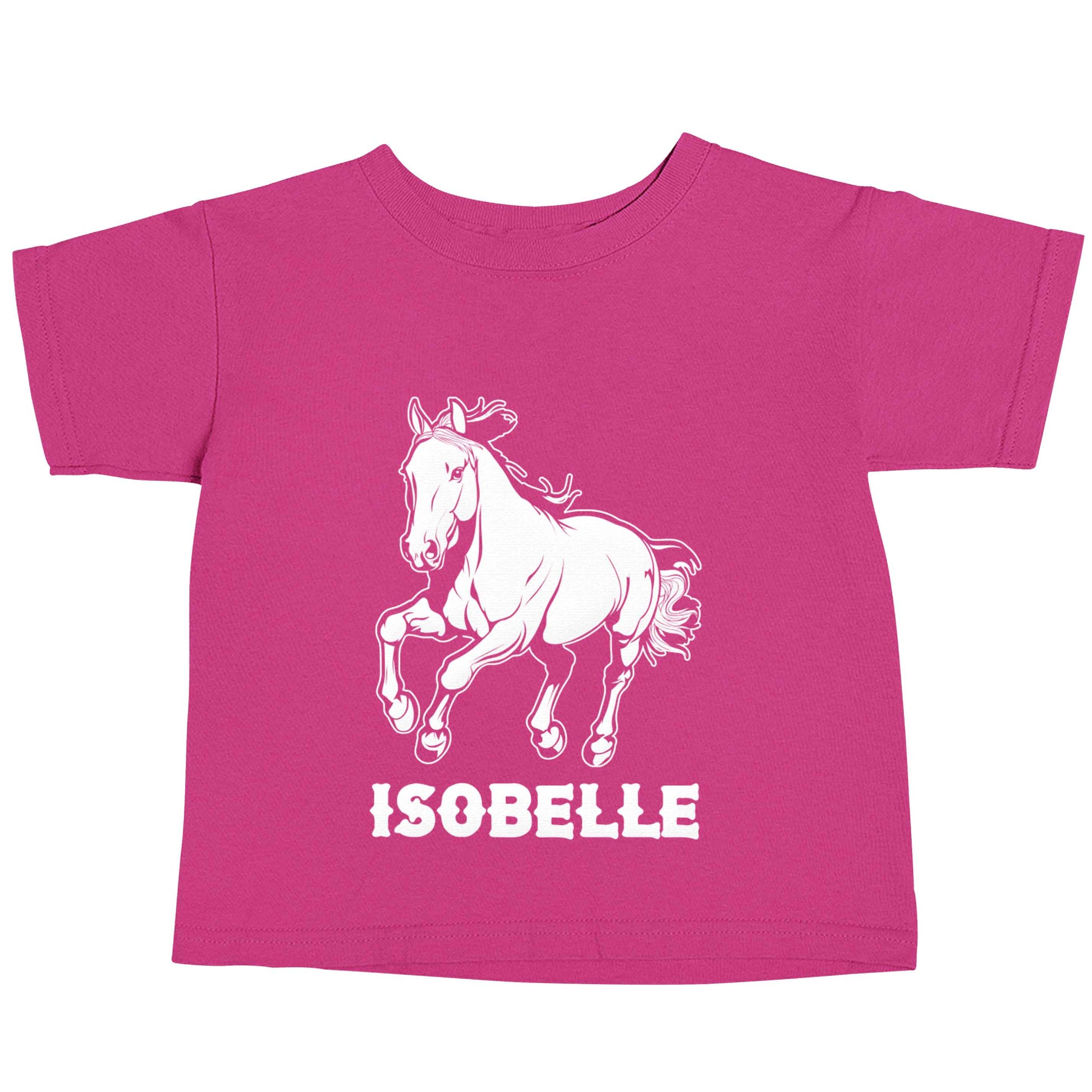 Horse illustration with personalised name pink baby toddler Tshirt 2 Years