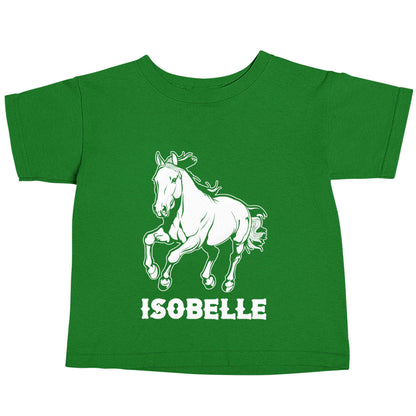Horse illustration with personalised name green baby toddler Tshirt 2 Years