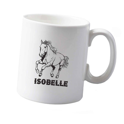10 oz Horse illustration with personalised name ceramic mug  both sides