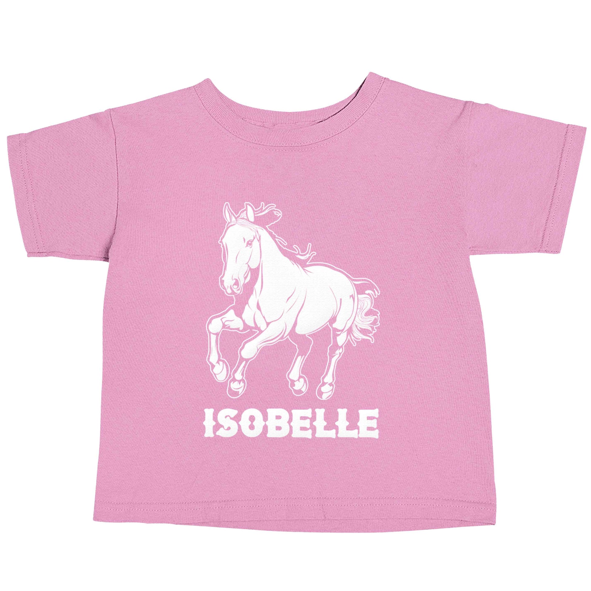 Horse illustration with personalised name light pink baby toddler Tshirt 2 Years