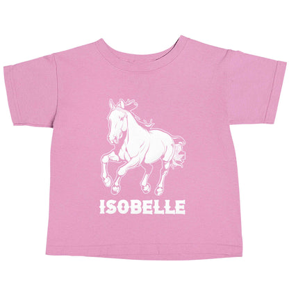 Horse illustration with personalised name light pink baby toddler Tshirt 2 Years