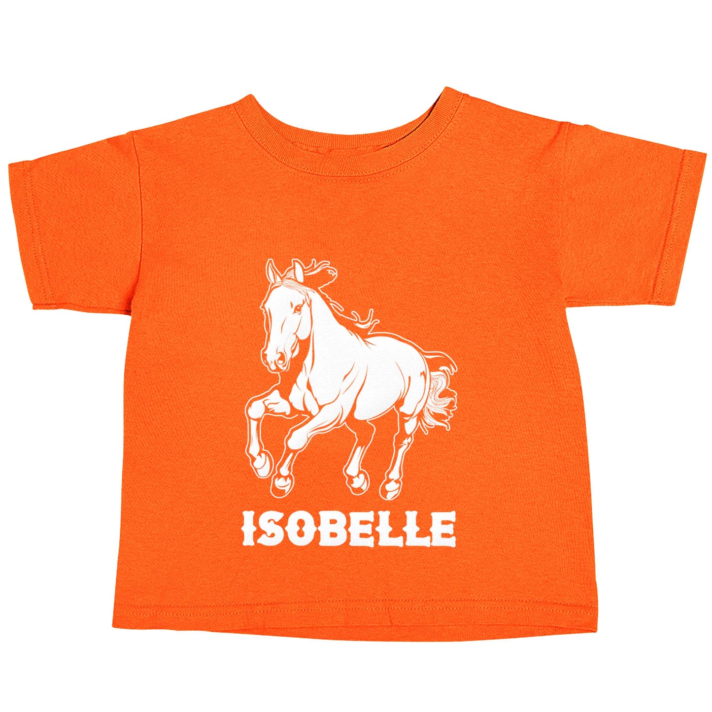 Horse illustration with personalised name orange baby toddler Tshirt 2 Years