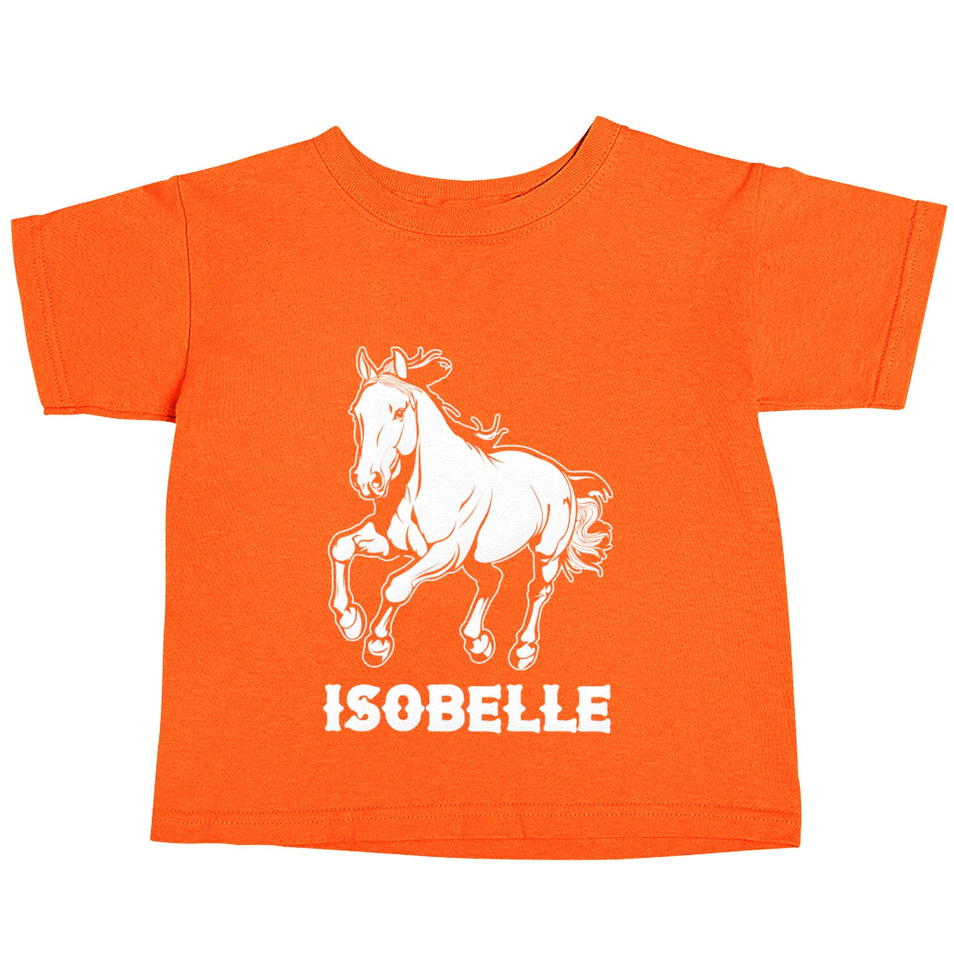 Horse illustration with personalised name orange baby toddler Tshirt 2 Years
