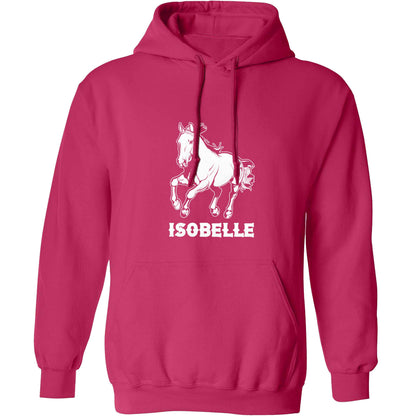 Horse illustration with personalised name adults unisex pink hoodie 2XL