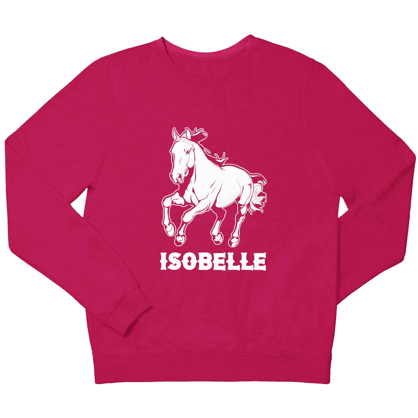 Horse illustration with personalised name children's pink sweater 12-13 Years