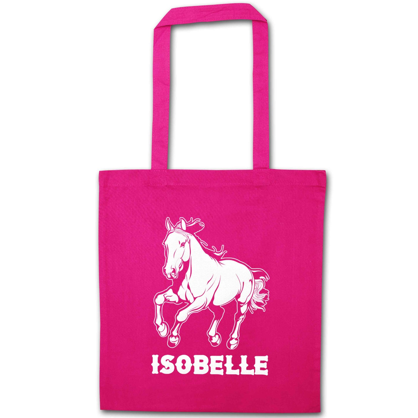 Horse illustration with personalised name pink tote bag