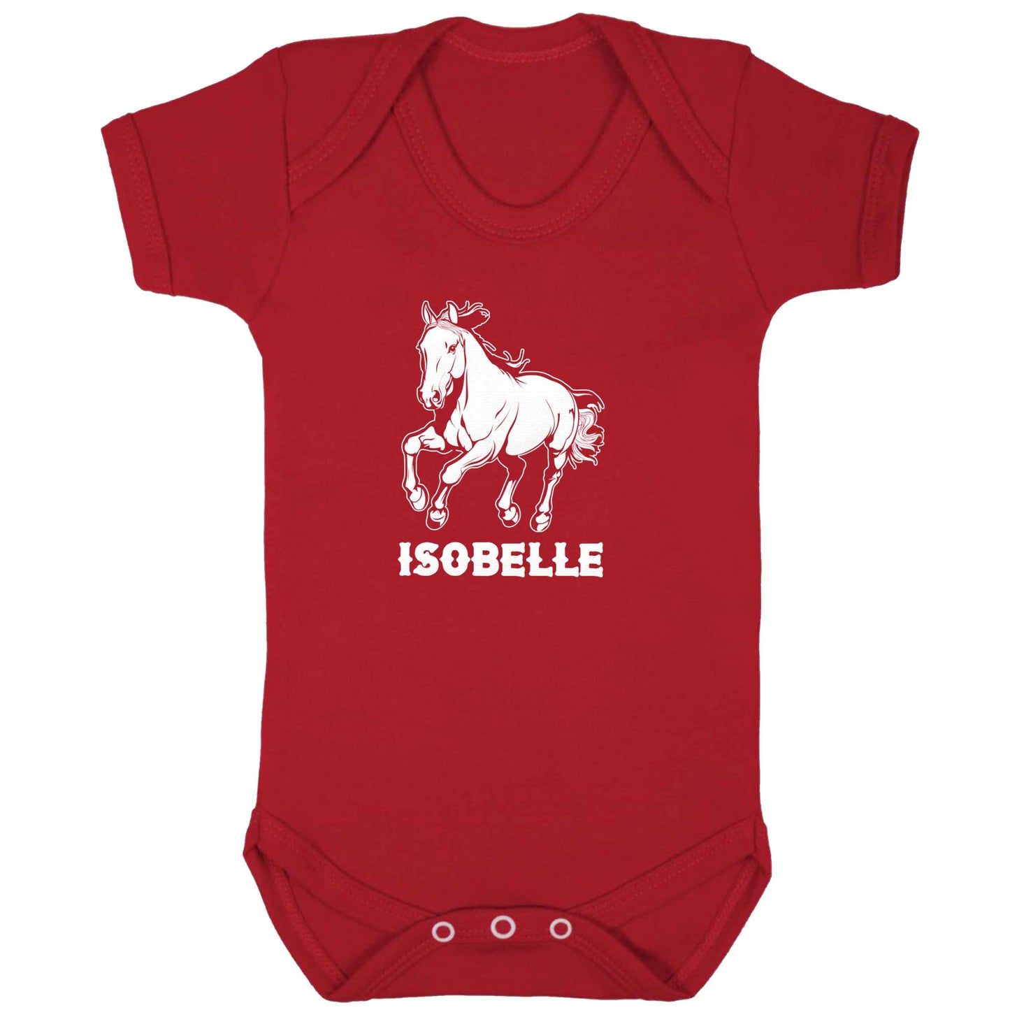 Horse illustration with personalised name baby bodysuit red 18-24 months