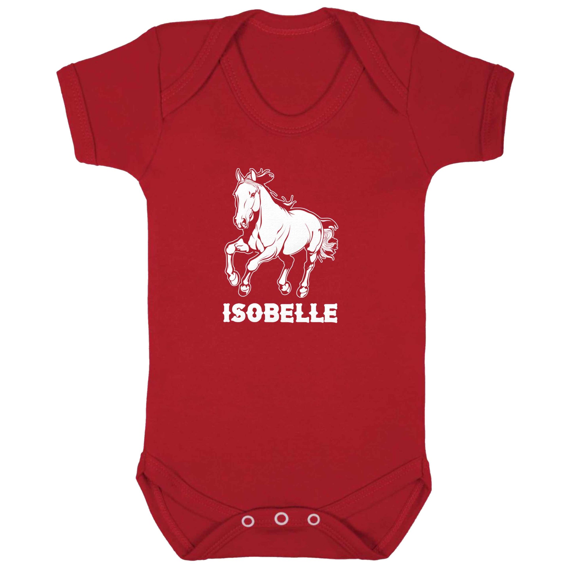 Horse illustration with personalised name baby bodysuit red 18-24 months