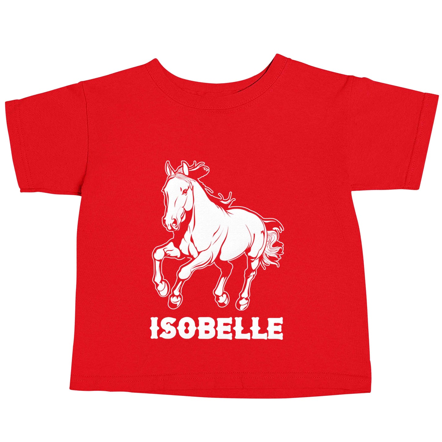 Horse illustration with personalised name red baby toddler Tshirt 2 Years