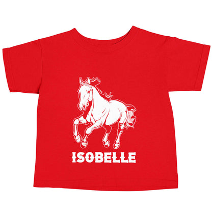 Horse illustration with personalised name red baby toddler Tshirt 2 Years