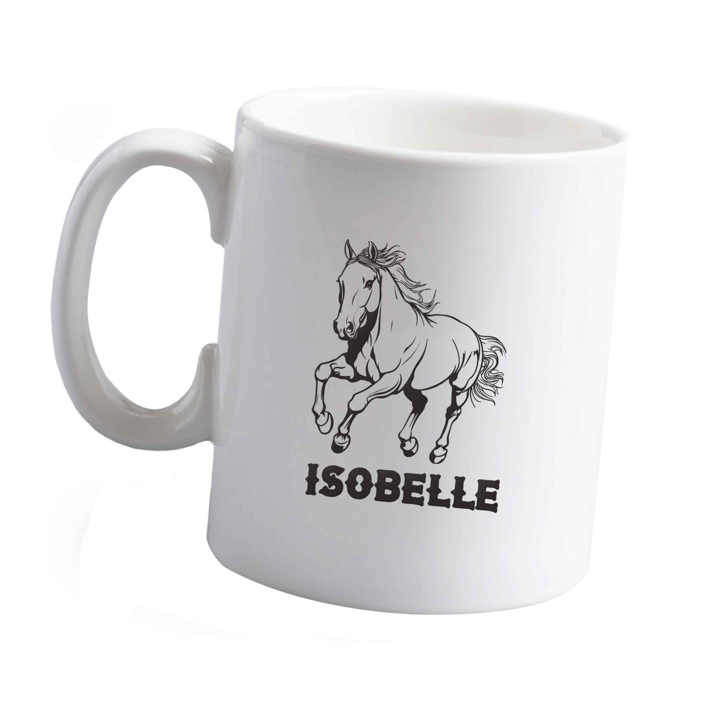 10 oz Horse illustration with personalised name ceramic mug left sided